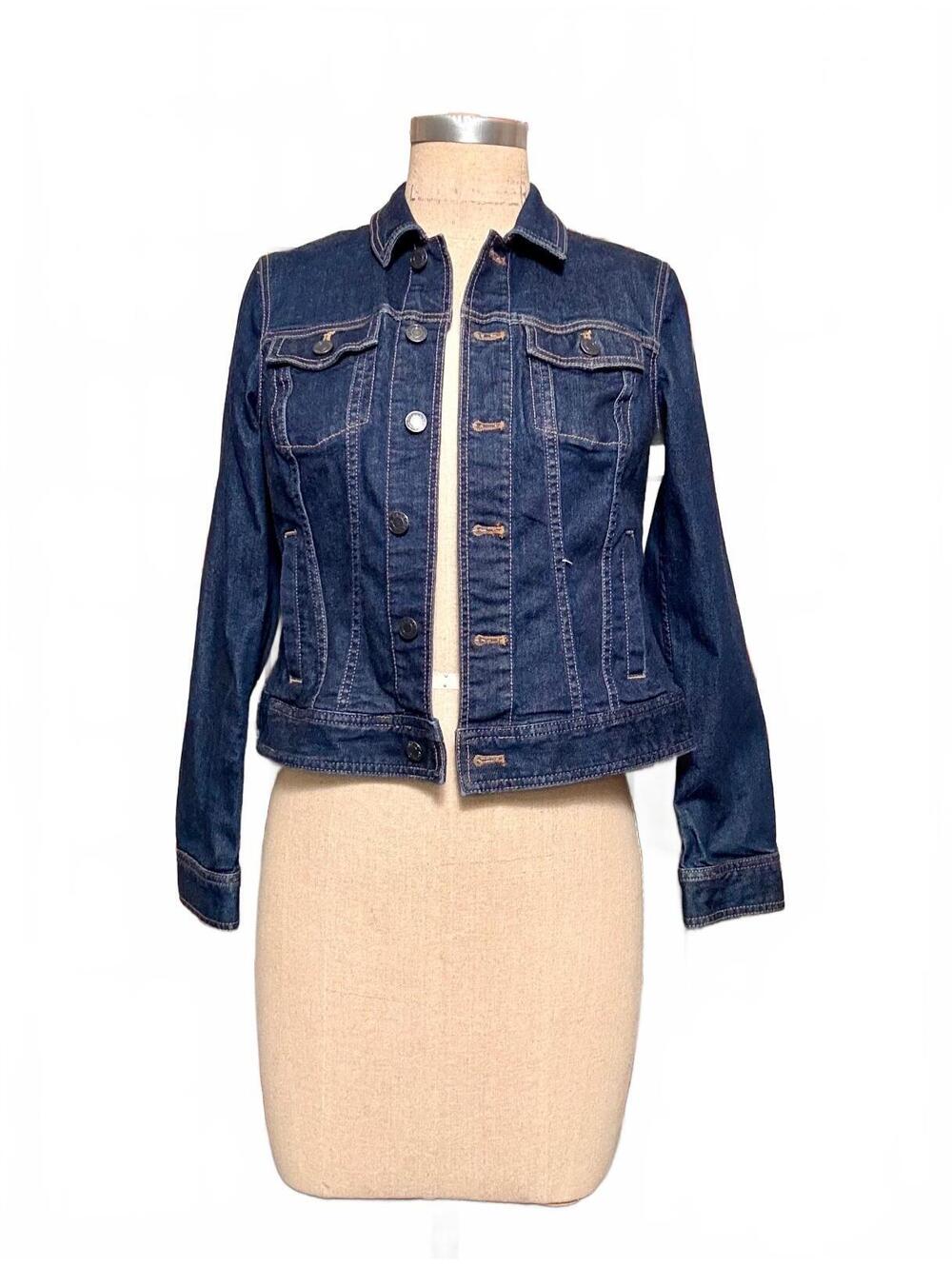 Talbots Petites Small Petite Dark Wash Denim Jean Jacket SP